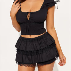 Low Rise Ruffle Frill Tiered Bloomer Mini Skort