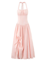 Halter Neck Puff Maxi Dress