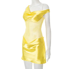 Satin See Through Patchwork Mini Dress