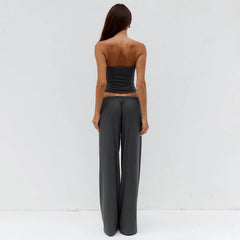 Strapless Crop Top And Long Pants Set