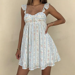 Floral Ruffle Strap Babydoll Mini Dress