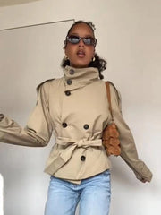 Stand Collar Short Trench Jacket