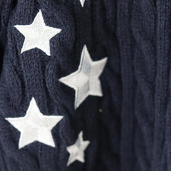 Navy Blue Stripe Buttoned Knitted Cardigan