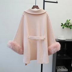 Bowknot Knitted Cape Short Coat