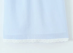 Blue Striped V Neck A-line Short Dress