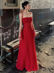 Red Strap Mesh Patchwork Maxi Dress
