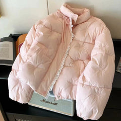 Pink Bow Embroidery Parka Jacket