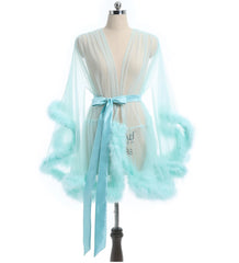 Short Feather Robe Dressing Gown