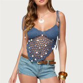 Crochet Asymmetric Hem Cami Top