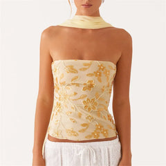 Sequin Tube Top with Scarf