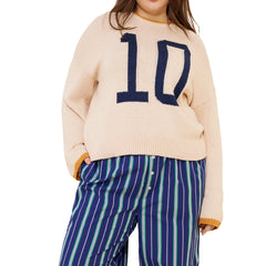 Number Embroidery Knit Sweater
