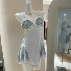Lace Pachwork Babydoll Mini Nightdress