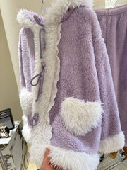 Purple Fur Plush 3 Piece Pajama Set