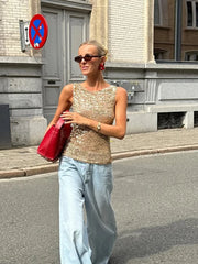 Gold Sequin Knitted Top