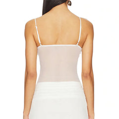 Sheer Ruffle Frill Bust Spaghetti Strap Top