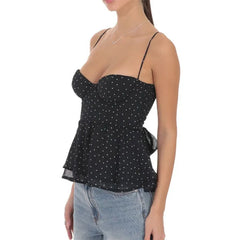 Polka Dot Corset Cami Back Tie Top