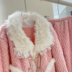 Pink Flannel Fleece Sleepwear Three Piece Set