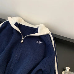 Contrast Color Zipper Knit Sweater