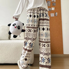 Geometric Winter Print Plush Sweatpants