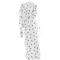 Polka Dot Ring Neck With Removable Sleeve Midi Dress