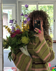 Green Striped Cardigan