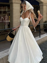 White Tie-Up Long Dress