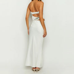 Satin Strapless Crop Top & Long Skirt Set