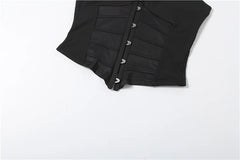Black Halter Buckle Top