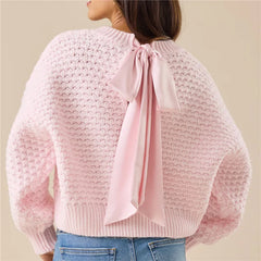 Pink Textured Ribbed Trim Crew Neck Top