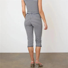 Plaid Ruched Capri Pants