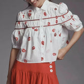 Puff Sleeve Floral Peplum Blouse