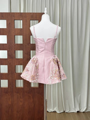 Spaghetti Strap 3D Floral Sequin Patchwork Mini Dress