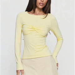 Long Sleeve Twist Knot Front Blouse