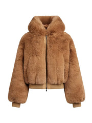 Faux Fur Zipper Hooded Jacket