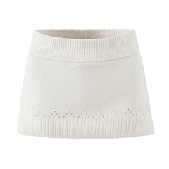 Double Zipper Hooded Knitted Cardigan And Mini Skirt