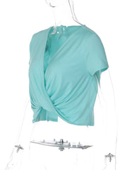 Deep V-neck Ruched T-shirt
