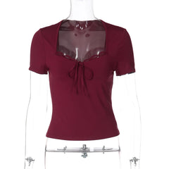 Lace Trim Short Sleeve Top