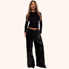 Sequin Wide-Leg Pants
