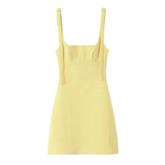 Yellow Bowknot A-line Mini Dress