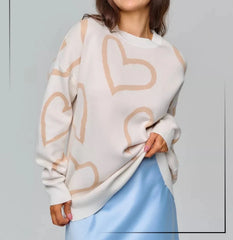 Love Jacquard Round Neck Sweater