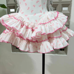 Floral Printed Sleeveless Frill Layred Bloomer Mini Dress