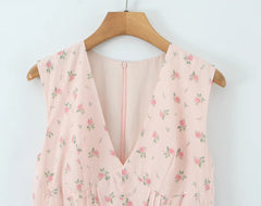 V Neck Mini Sleeveless Dress