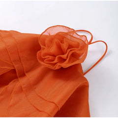 Flower Ruffles Halter Long Dress