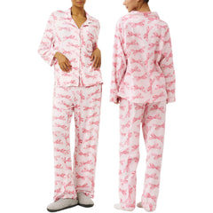 Pink Bow Print Pajama Loungewear Set