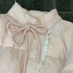 Pink Bow Embroidery Parka Jacket