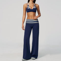Printed Patchwork Crop Top And Leggings Set