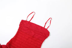 Red Strap Mesh Patchwork Maxi Dress