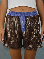 Sequined Patchwork Pyjama Shorts