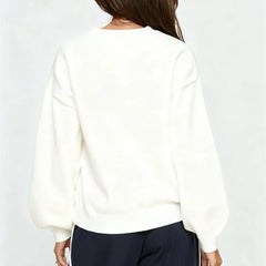 Number Print Round Neck Pullover