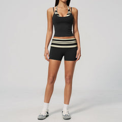 Printed Patchwork Crop Top And Leggings Set